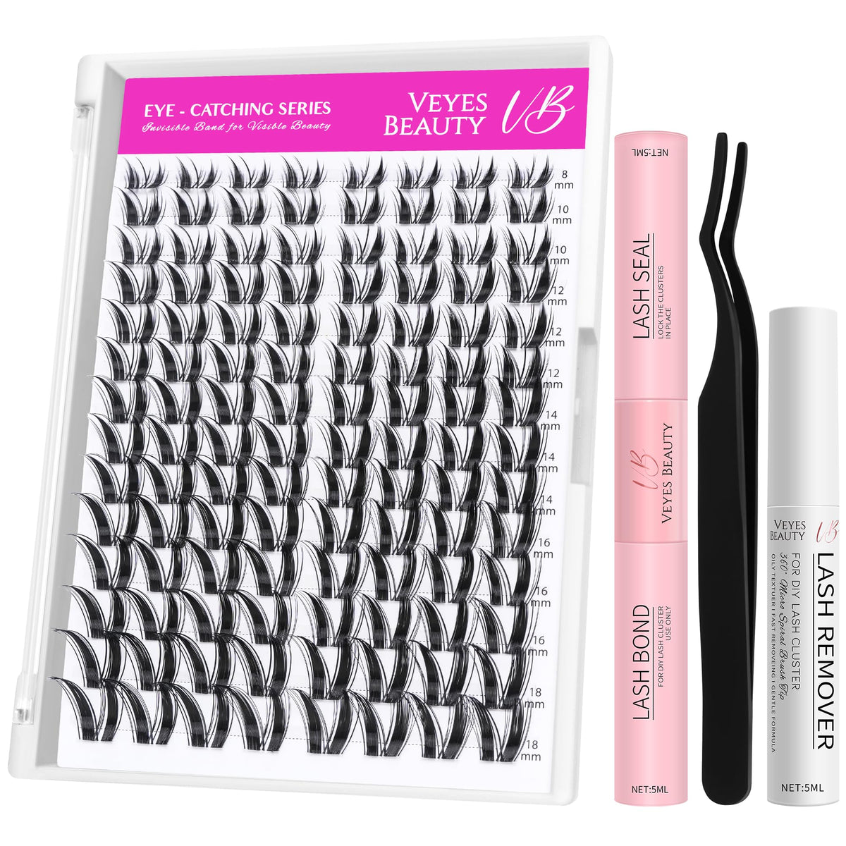 VEYESBEAUTY Lash Clusters Kit front view with bunny ear design
