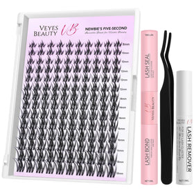 VEYESBEAUTY Lash Clusters Kit front view with lash tray