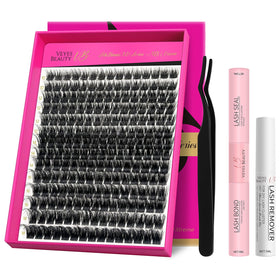 VEYESBEAUTY Lash Clusters Kit with fluffy individual lashes