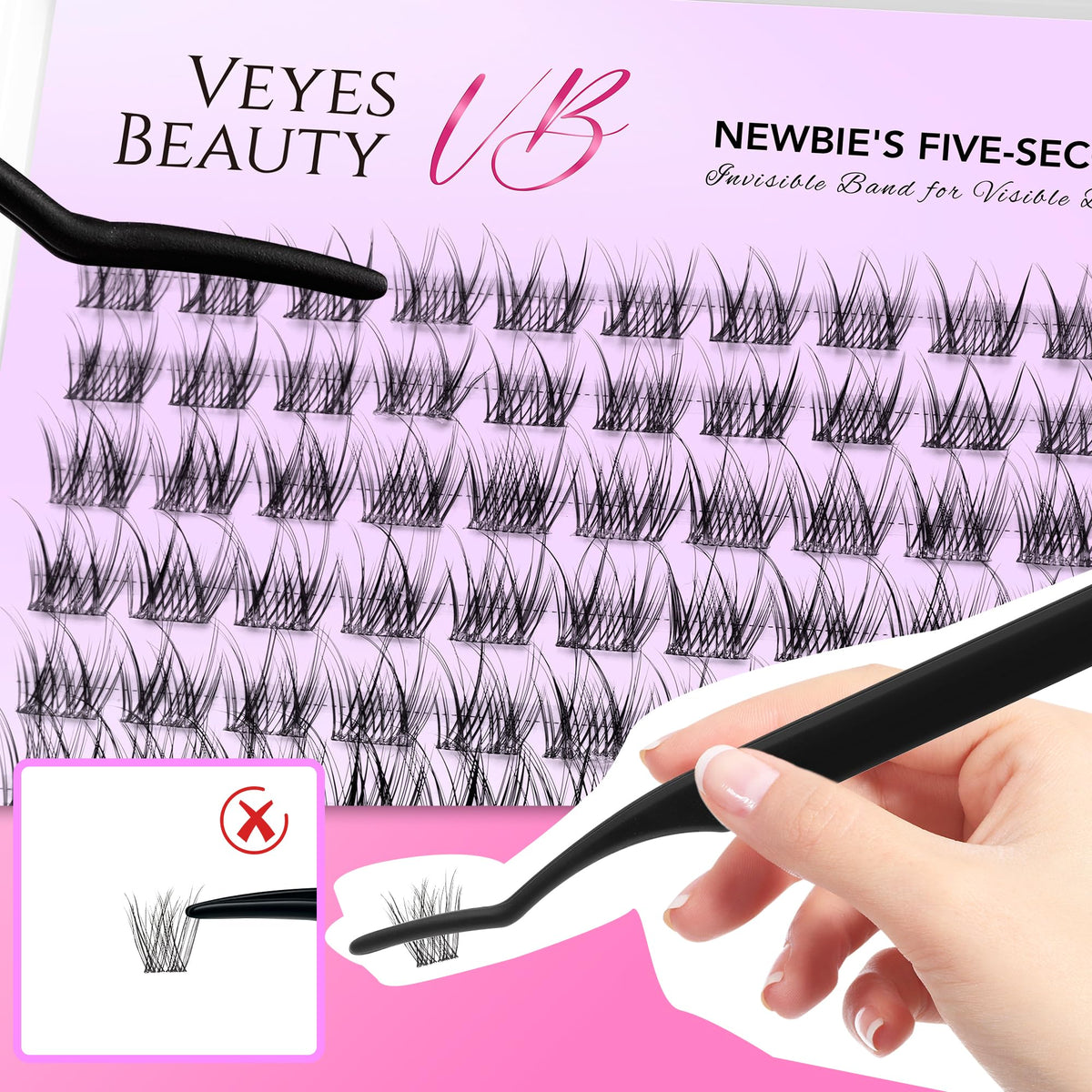 VEYESBEAUTY Lash Clusters on model's eyes