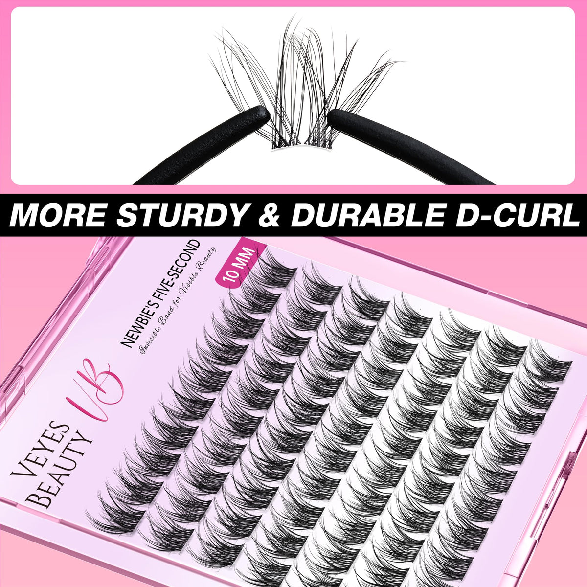 VEYESBEAUTY Lash Clusters tray showing multiple clusters