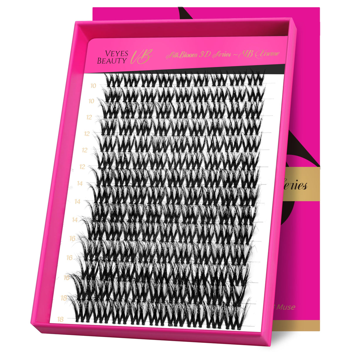 VEYESBEAUTY Lash Clusters tray with fluffy individual lashes