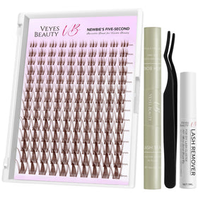 VEYESBEAUTY Manga Brown Lash Clusters Kit front view