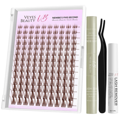 VEYESBEAUTY Manga Brown Lash Clusters Kit front view
