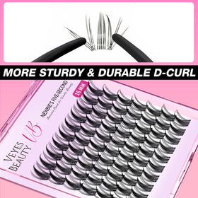 VEYESBEAUTY Manga Lash Clusters displayed on a makeup table