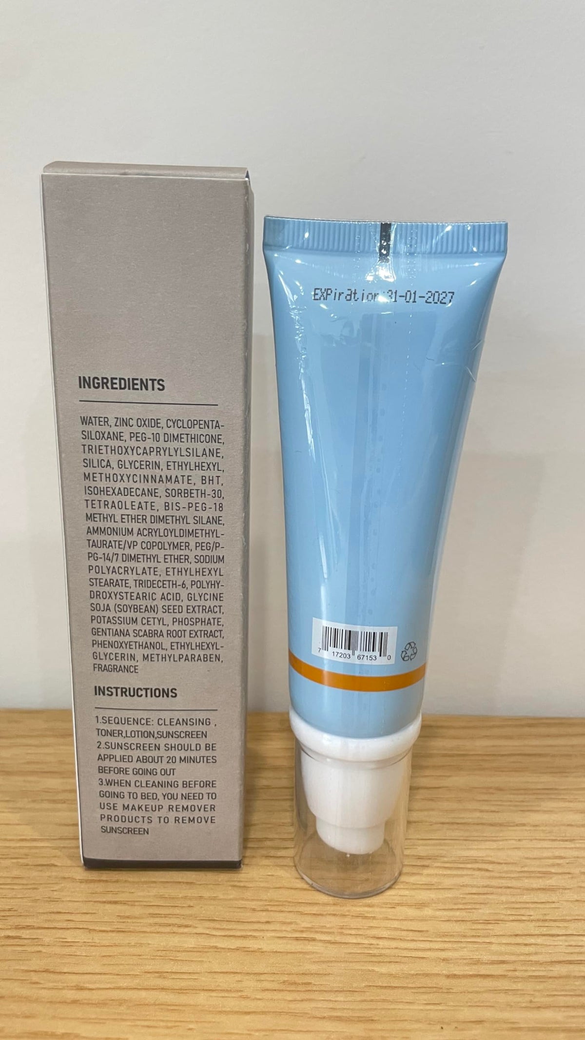 VGO Clear Face Sunscreen SPF 50 cap open showing product