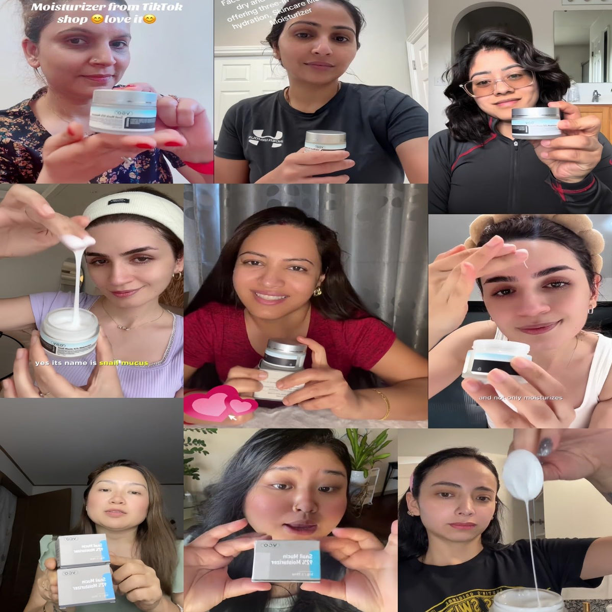 VGO Snail Mucin Moisturizer 92% product application on skin