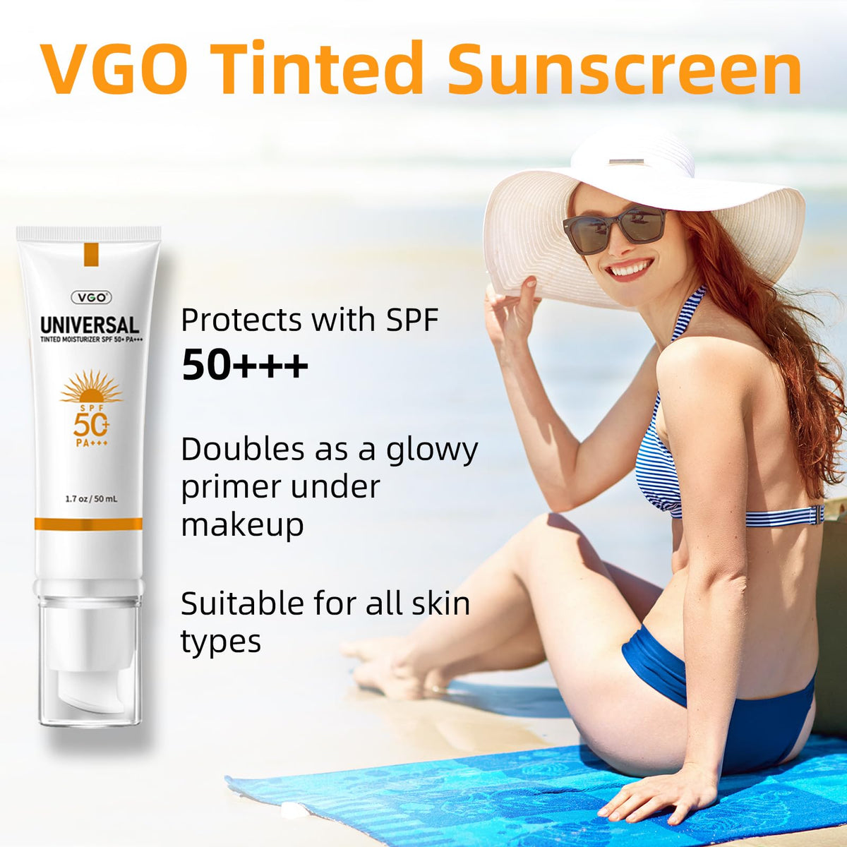 VGO Tinted Sunscreen SPF 50 showing texture on hand