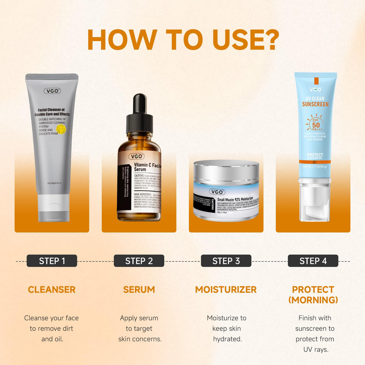 VGO Vitamin C Face Serum 2 Pack displayed on a bathroom shelf