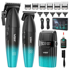 VGR 640S3 hair cutting kit front view with clippers and trimmer