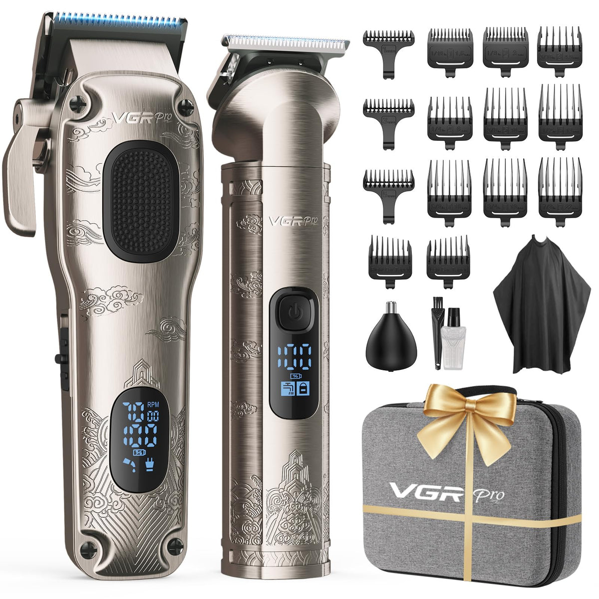 VGRPRO Hair Clippers Set front view with accessories