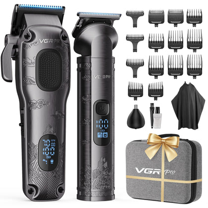VGRPRO hair clippers set with various attachments and combs