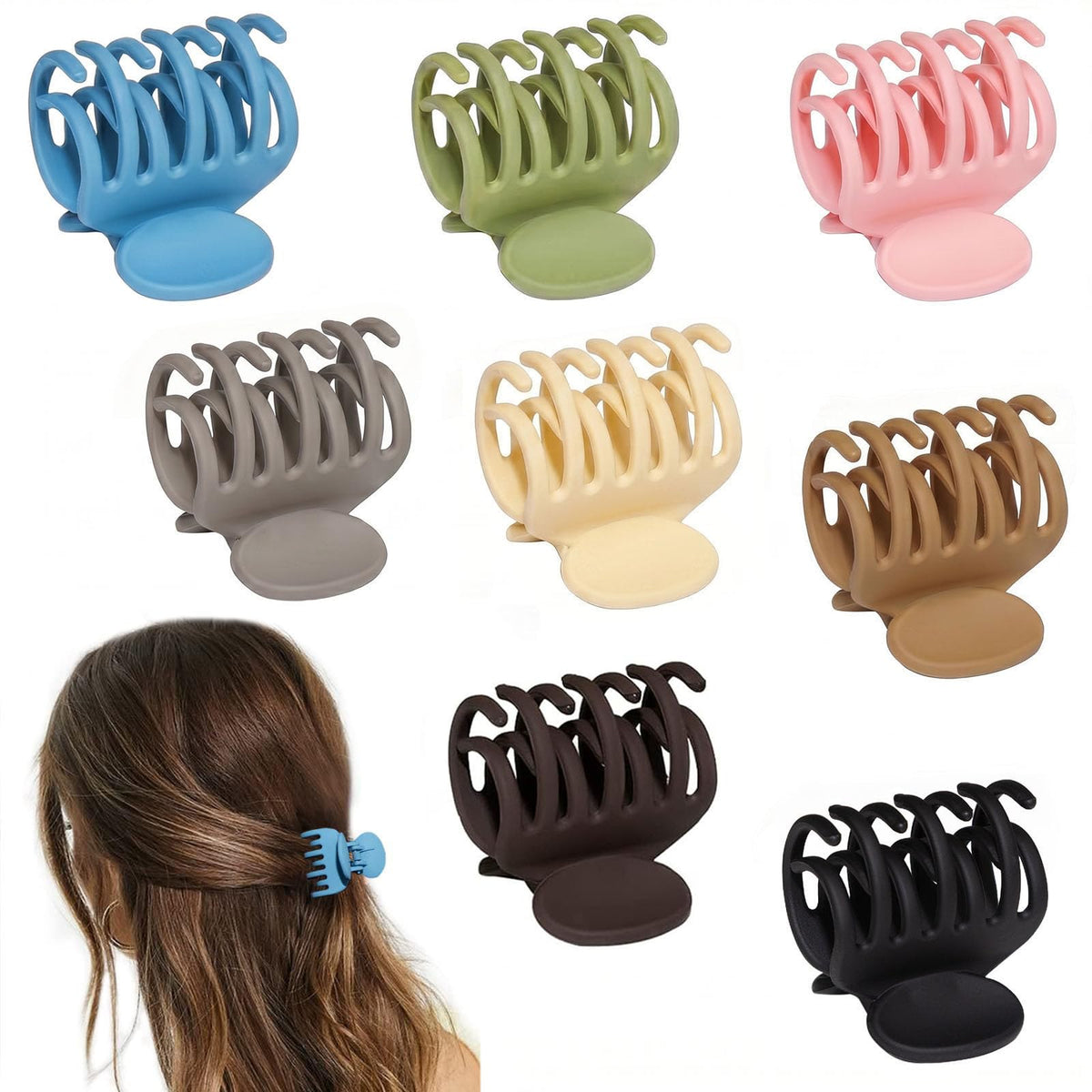 Viabty 8PCS small hair claw clips in various matte colours