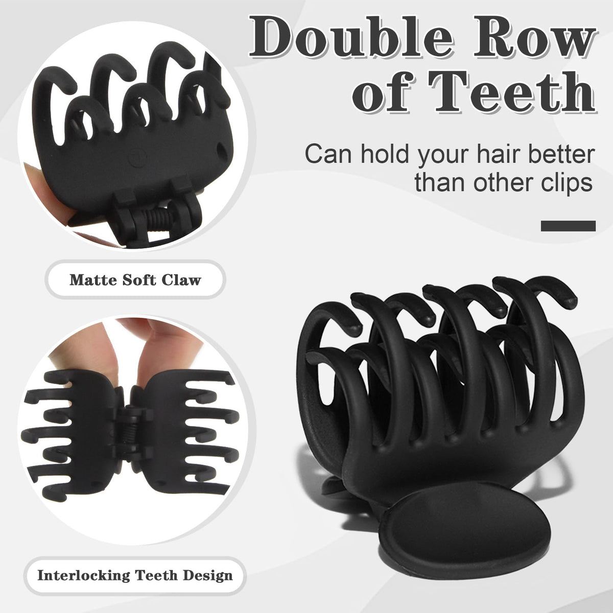 Viabty small hair claw clip close-up showing double row teeth
