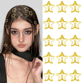 VIBILIA Star Hair Clips 15 PCS gold star design front view