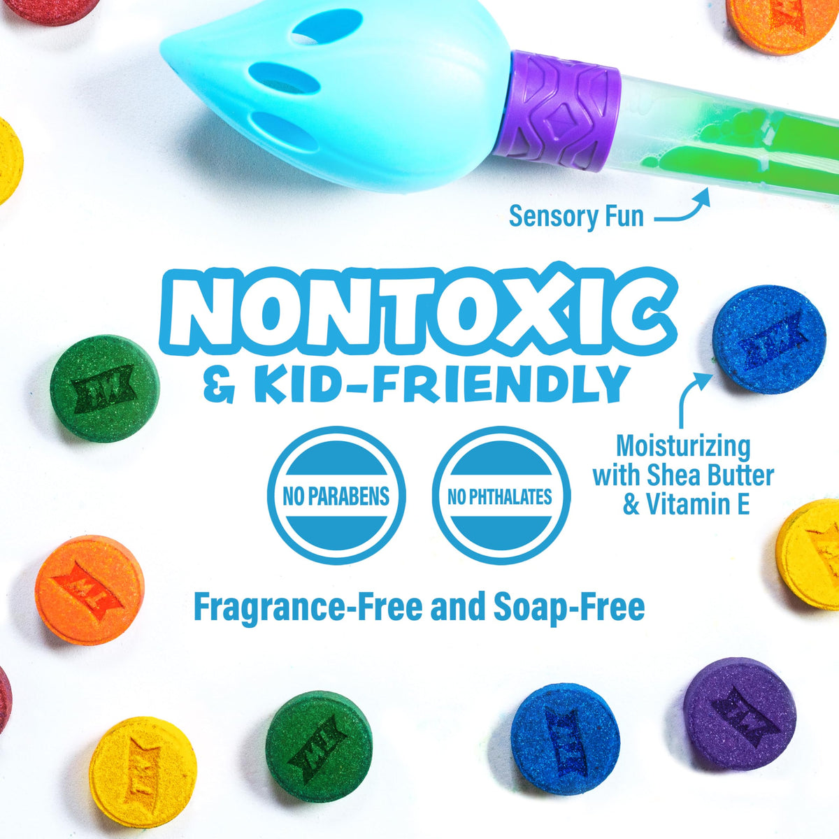 Vibrant colours of Tub Works Bath Color tablets in water