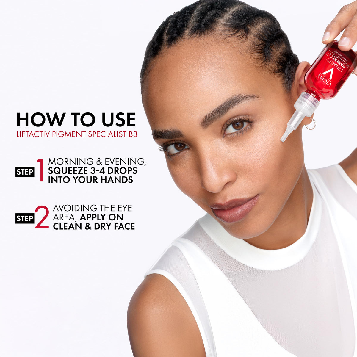 VICHY LiftActiv B3 Dark Spot Serum in bathroom cabinet