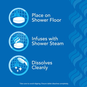 Vicks VapoShower Plus Eucalyptus Shower Steamers with eucalyptus leaves