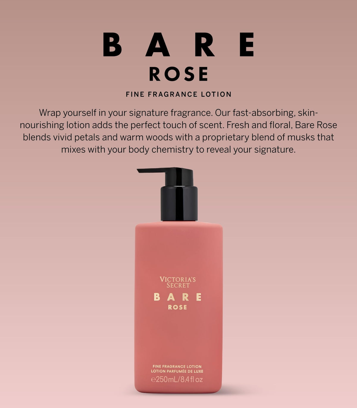 Victoria's Secret Bare Rose lotion cap close-up