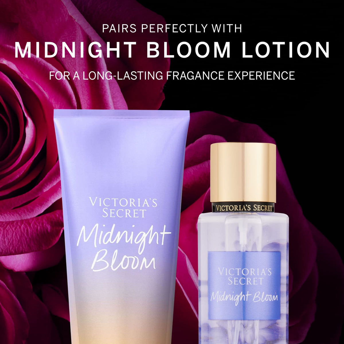 Victoria's Secret Midnight Bloom Mist being sprayed