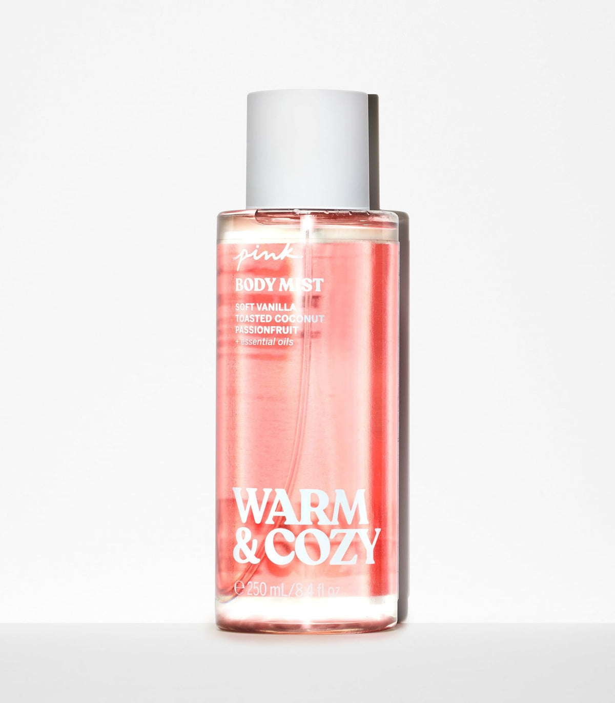 Victoria's Secret Warm & Cozy Body Mist bottle with soft vanilla notes