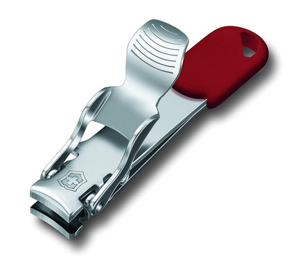 Victorinox Nail Clipper SS Red with lanyard hole front view