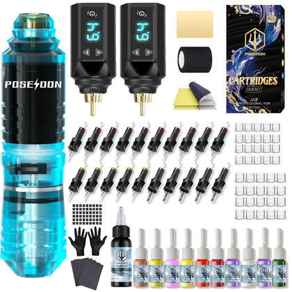 Vidattx POSEIDON Tattoo Gun Kit complete set with pen and accessories