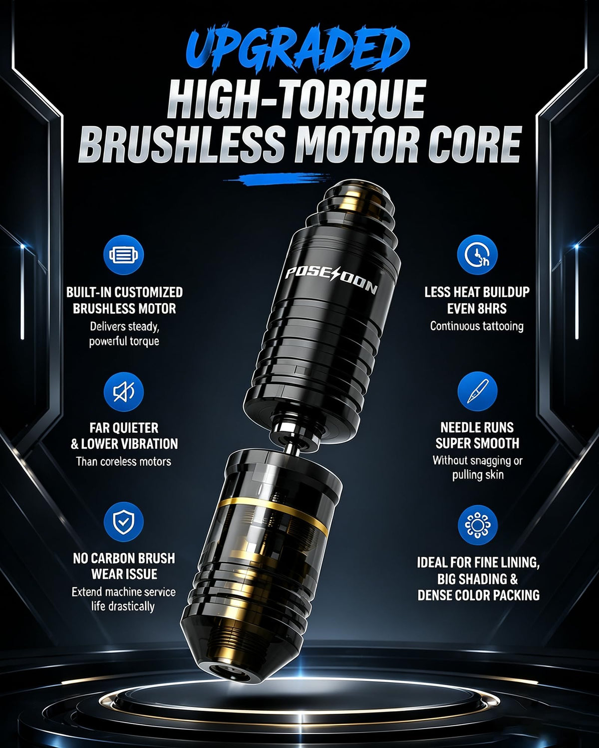 Vidattx POSEIDON Tattoo Kit including batteries and ink