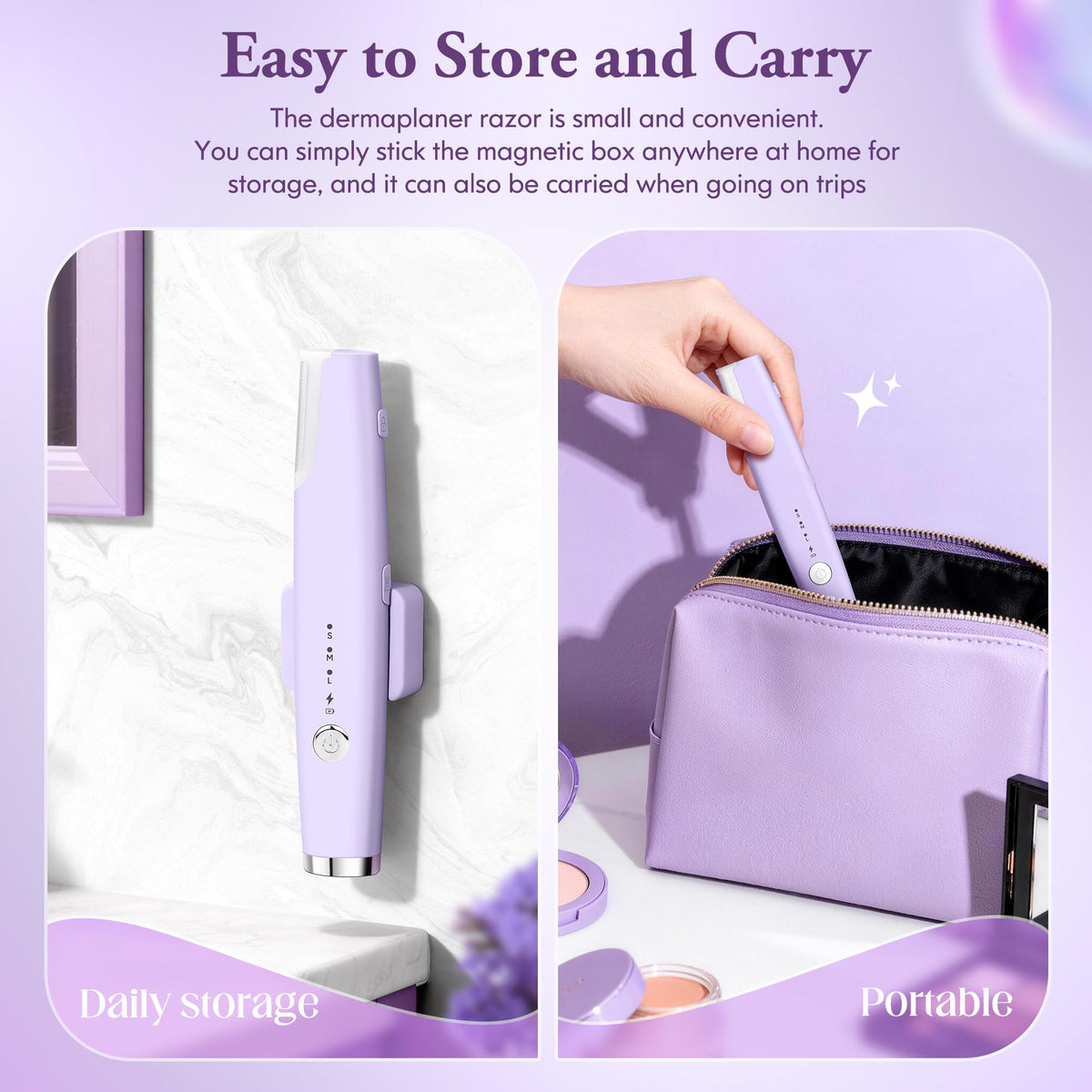Vidttly Dermaplaner Razor displaying three-speed settings