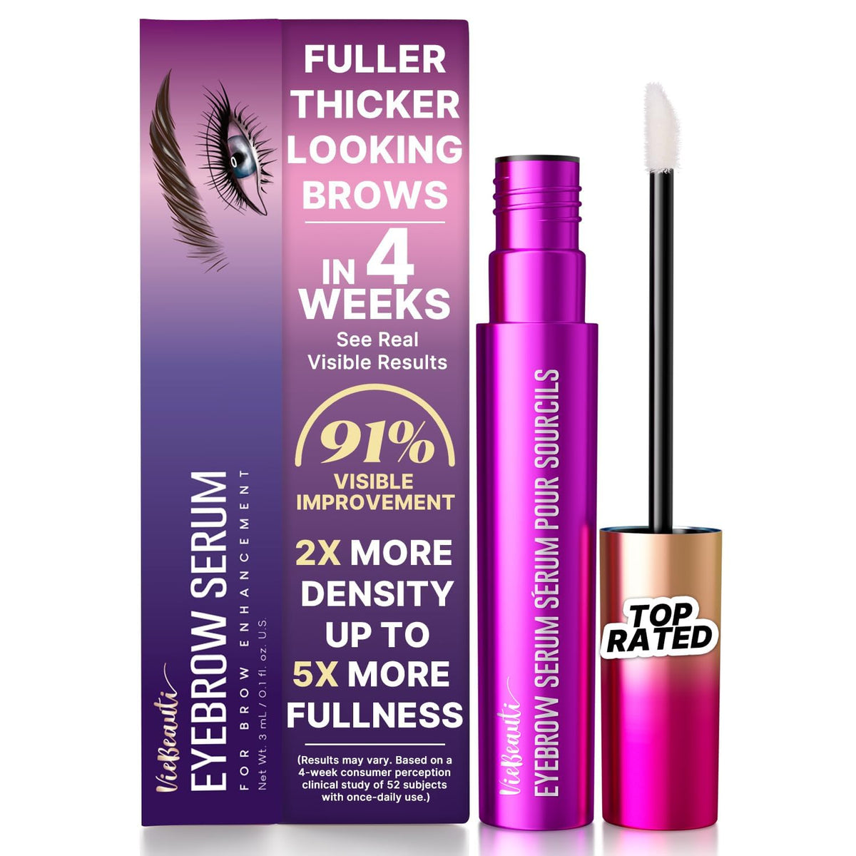 VieBeauti Eyebrow Growth Serum front view with fine-tip applicator