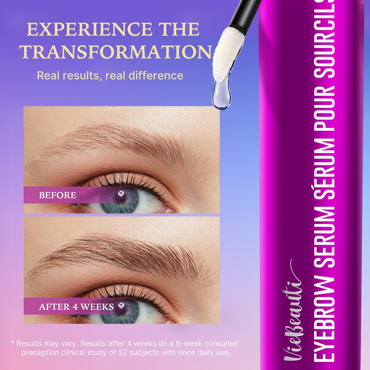 VieBeauti Eyebrow Growth Serum packaging with ingredients list