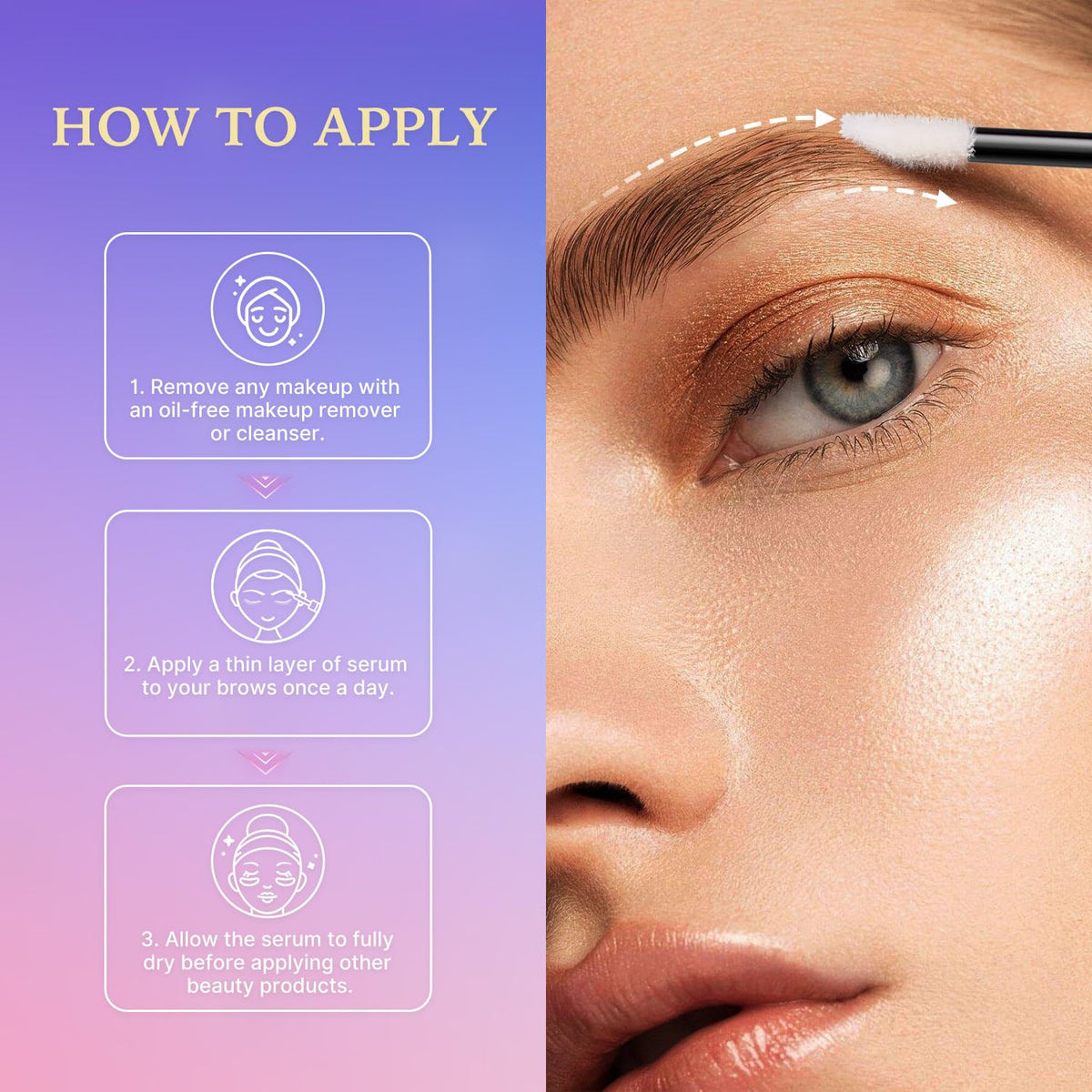 VieBeauti Eyebrow Growth Serum with natural ingredients highlighted