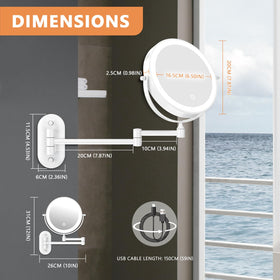 View of Auxmir wall mounted makeup mirror showing adjustable LED lights