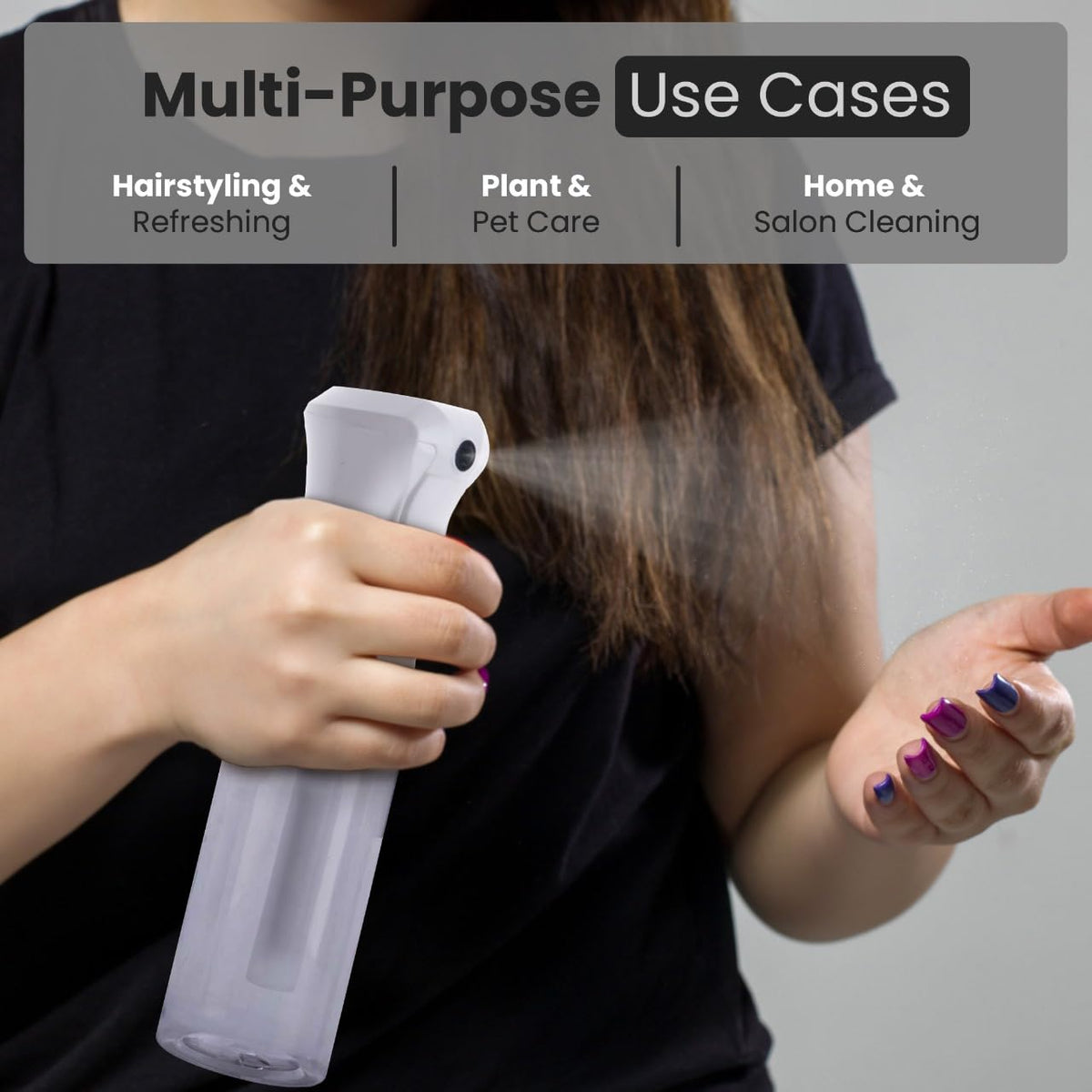 VIGOR PATH Continuous Mist Spray Bottle 200ml with clear body