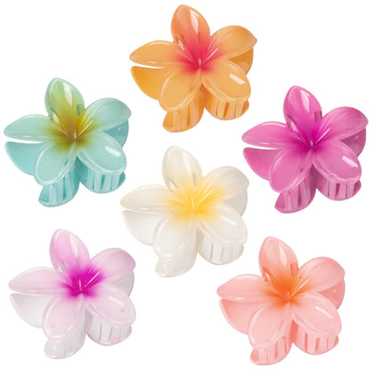 Vigorpace 6 flower hair claw clips in vibrant tropical colours