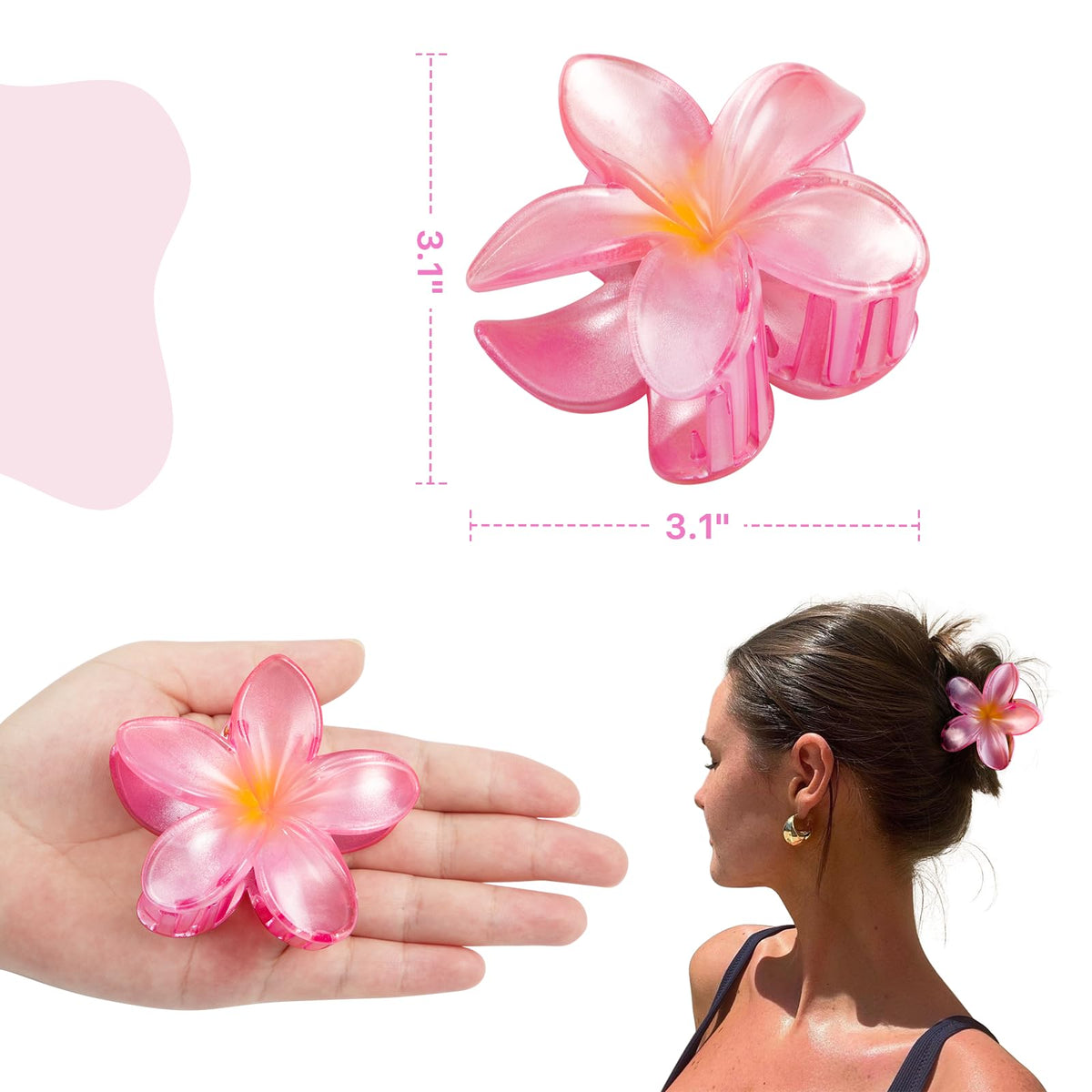 Vigorpace flower hair claw clip in yellow, front view