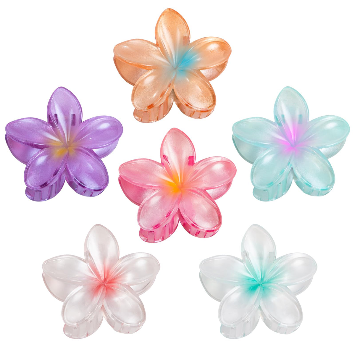 Vigorpace flower hair claw clips set in six vibrant colours