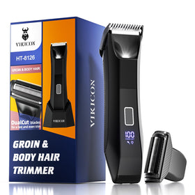 VIKICON 2-in-1 Manscape Trimmer front view with dual blade design