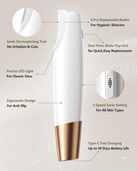 VIKICON PRO Dermaplane Razor demonstrating facial hair removal