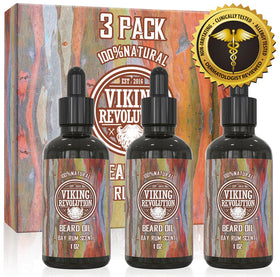 Viking Revolution Bay Rum Beard Oil with a well-groomed beard