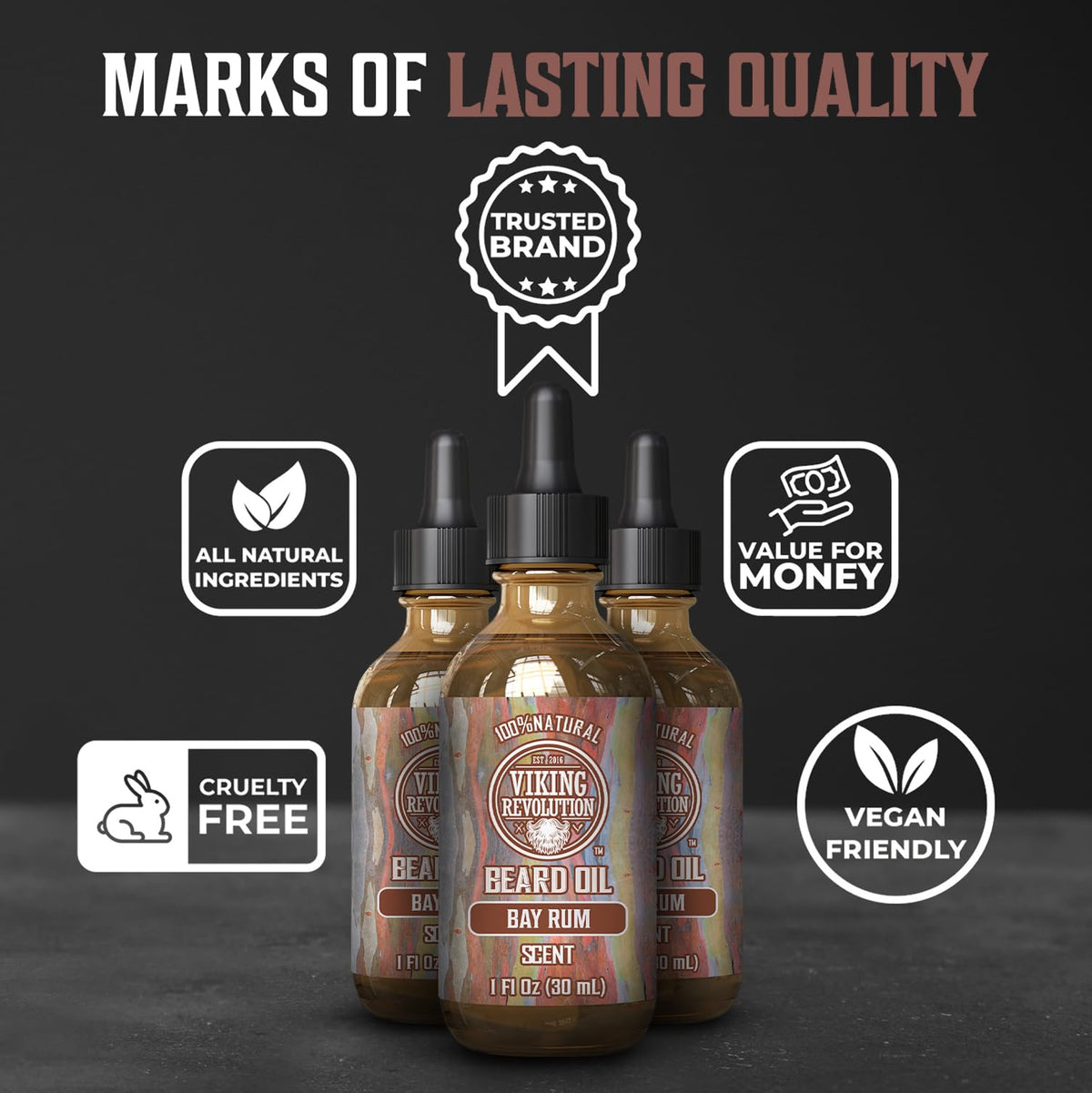 Viking Revolution Bay Rum Beard Oil with natural ingredients