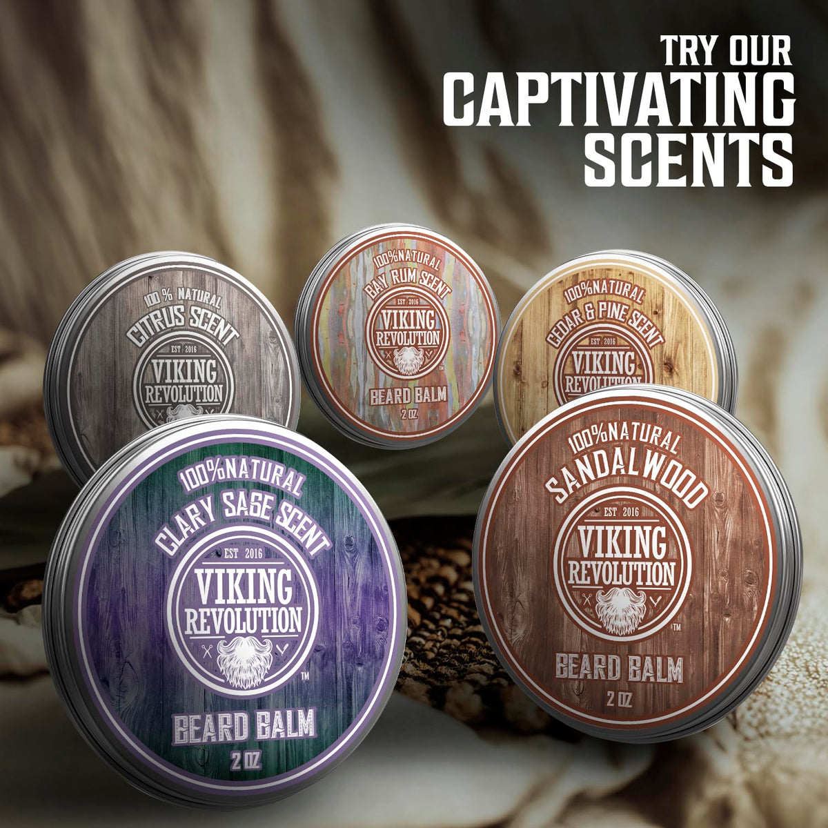 Viking Revolution Beard Balm Sandalwood open jar view