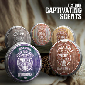 Viking Revolution Beard Balm Sandalwood open jar view