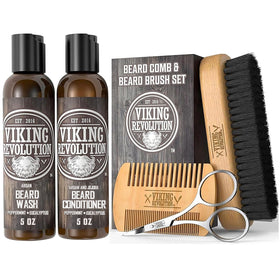 Viking Revolution Beard Brush & Wash Set in velvet pouch