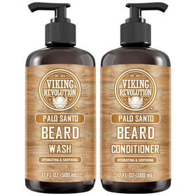 Viking Revolution Beard Conditioner being applied to a beard