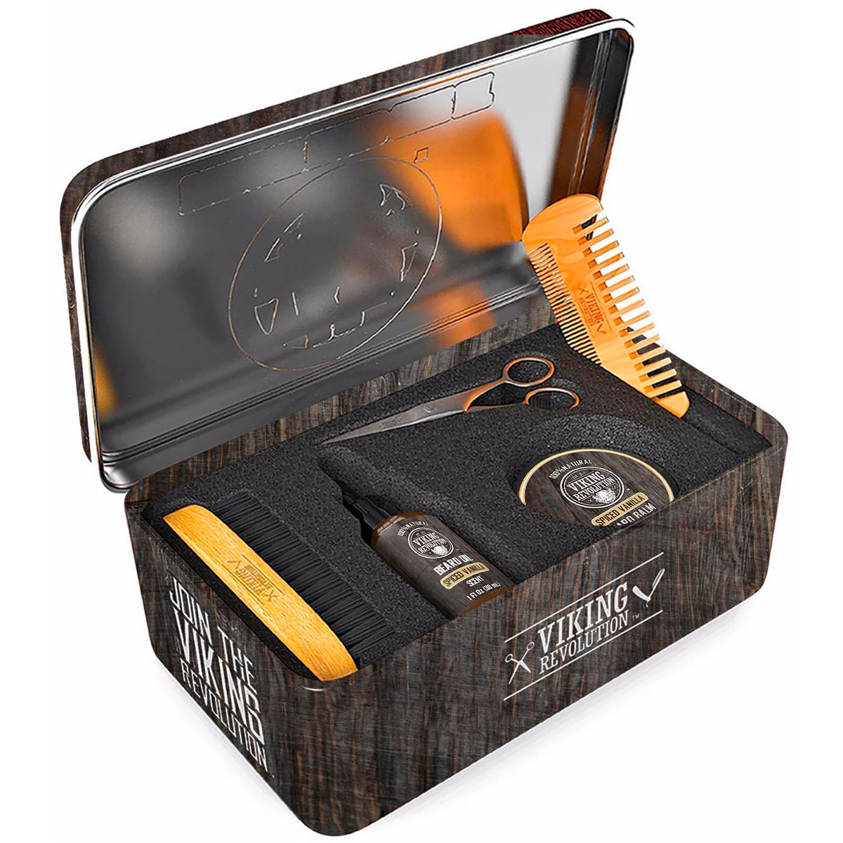 Viking Revolution Beard Grooming Kit with all components laid out