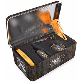 Viking Revolution Beard Grooming Kit with all components laid out
