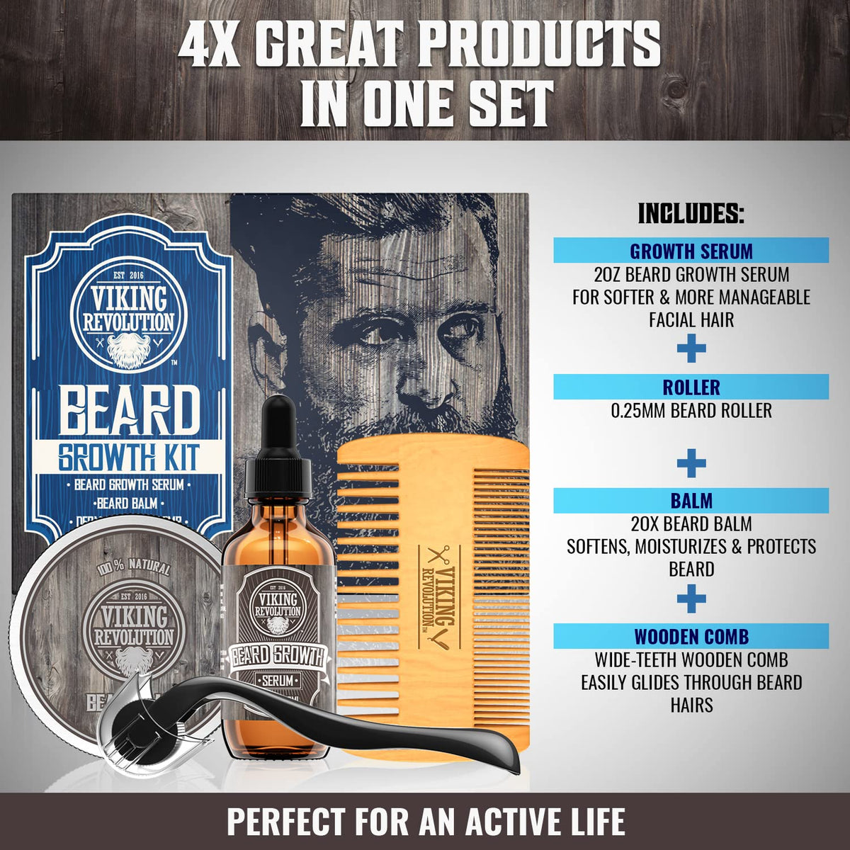 Viking Revolution Beard Growth Serum bottle with label
