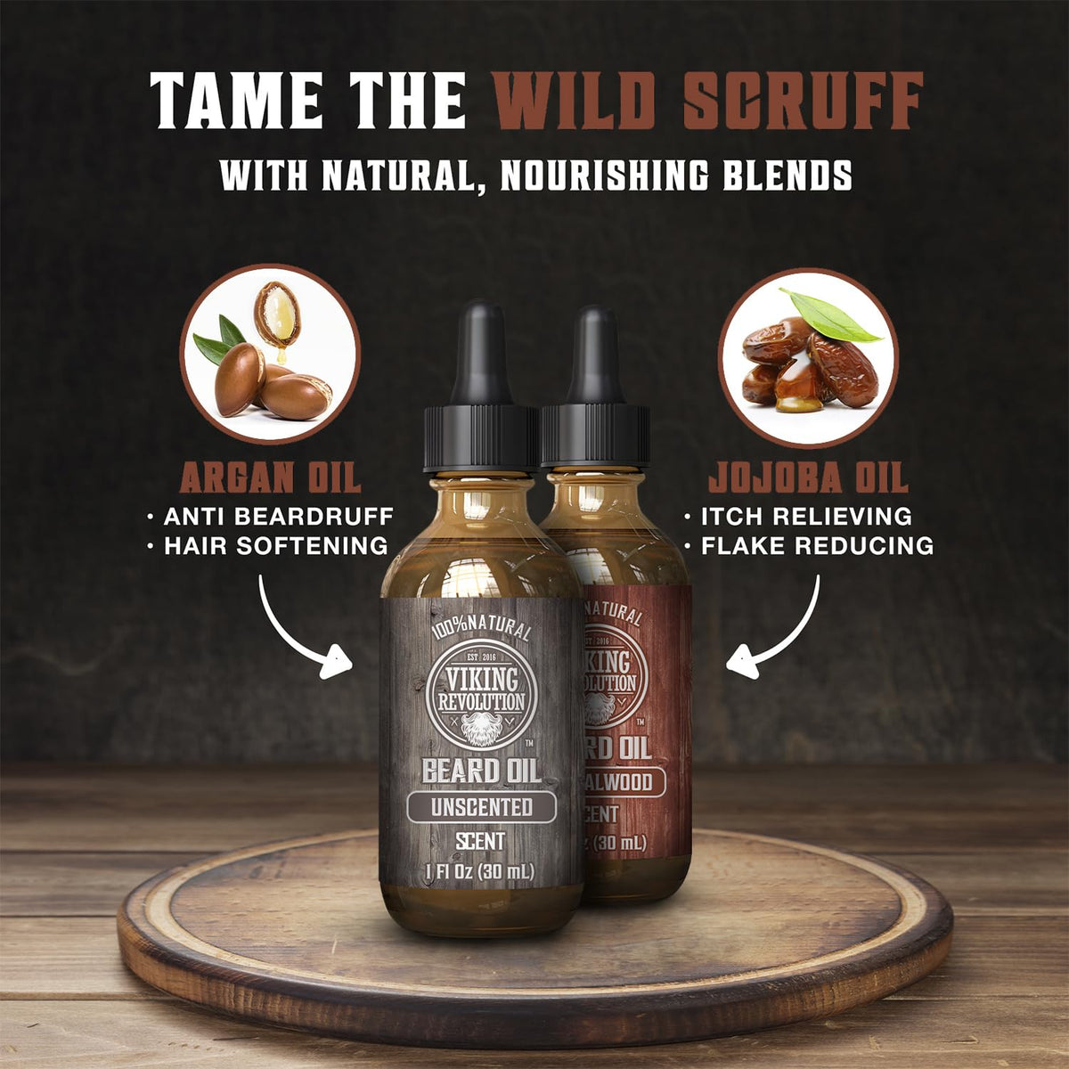Viking Revolution Beard Oil 2 Pack back view with ingredient list