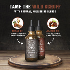 Viking Revolution Beard Oil 2 Pack back view with ingredient list